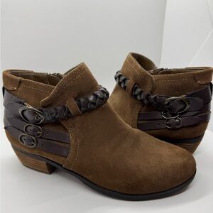 Crown Vintage "Perry" Women’s Brown Leather Fashion Boots Buckles Size 7